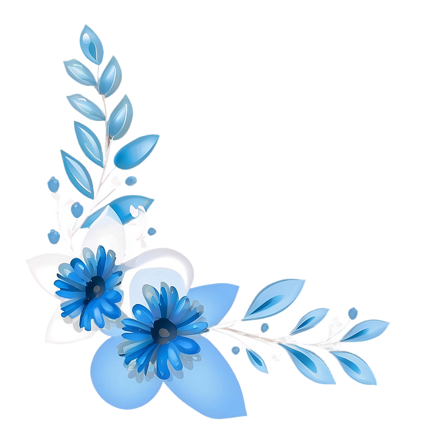 Blue Floral Corner Border Png Gdi72