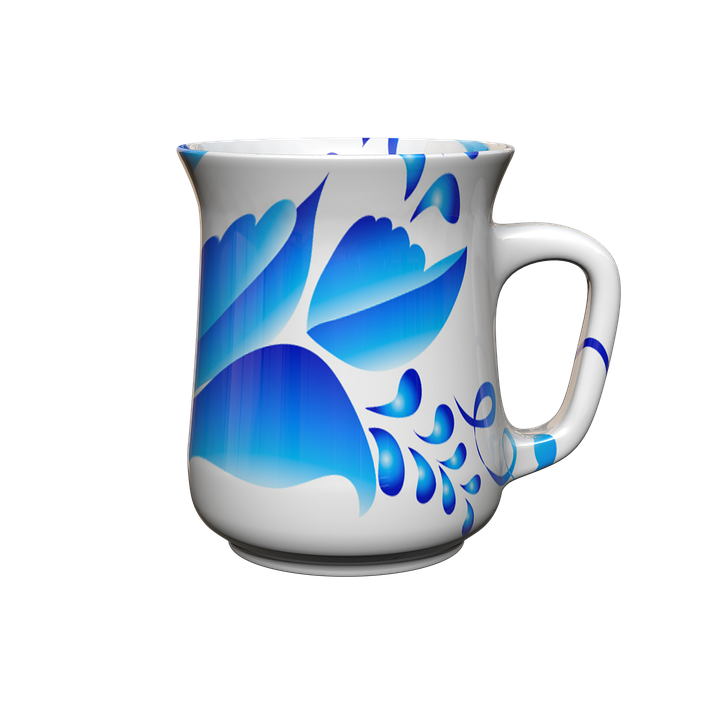 Blue Floral Design Ceramic Mug