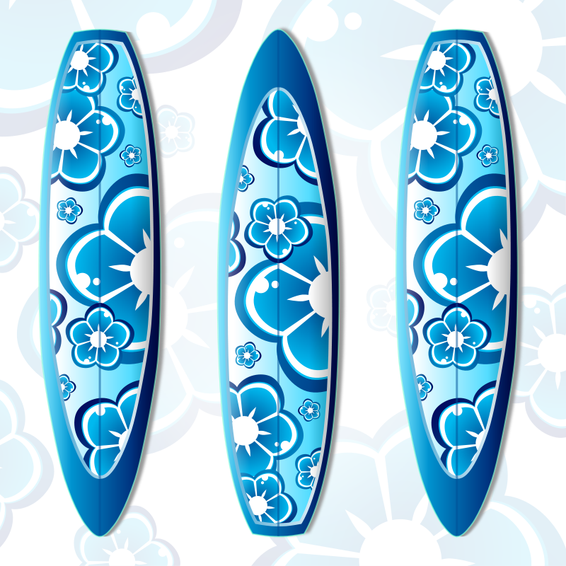 Blue Floral Surfboards Design