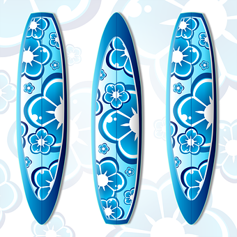 Blue Floral Surfboards Vector