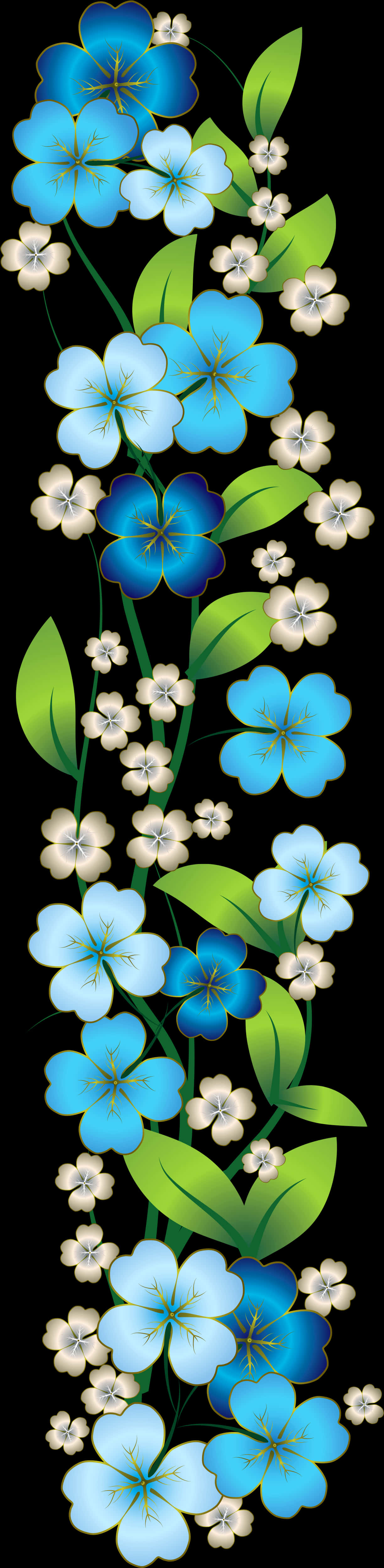 Blue_ Floral_ Vertical_ Border_ Design