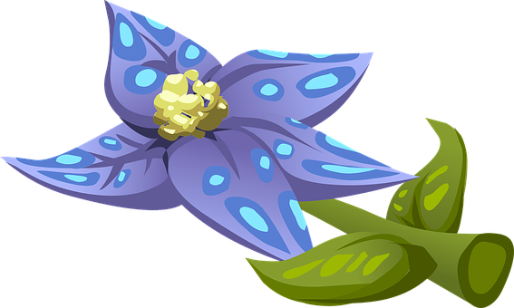 Blue Flowered Plant Illustration