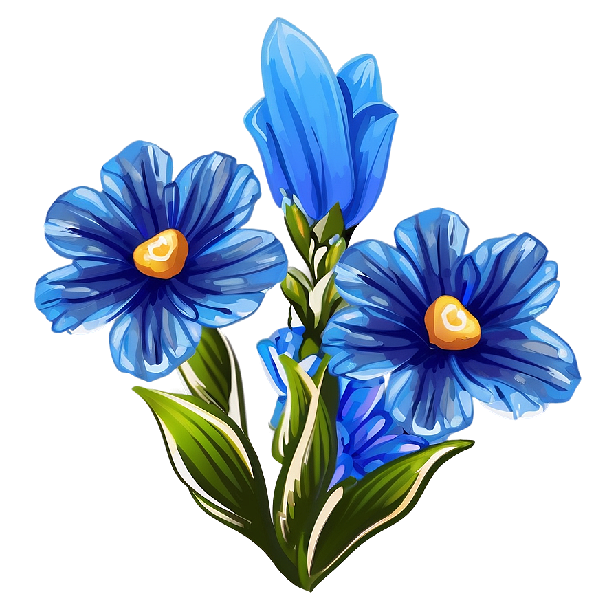 Blue Flowers Bouquet Png 64