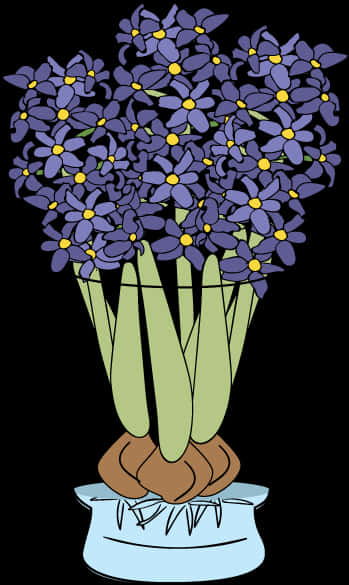 Blue Flowersin Pot Illustration