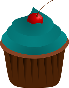 Blue Frosted Cupcakewith Cherry