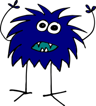 Blue Furry Alien Cartoon