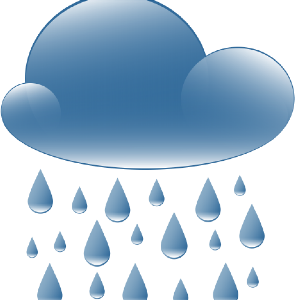 Blue Glossy Cloud With Raindrops Clipart