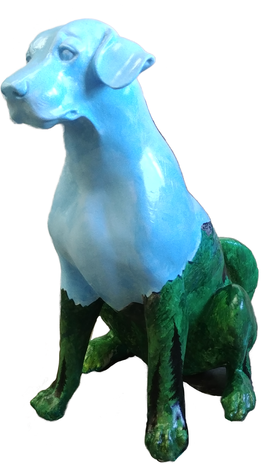 Blue Green Sculpted Dog Figure