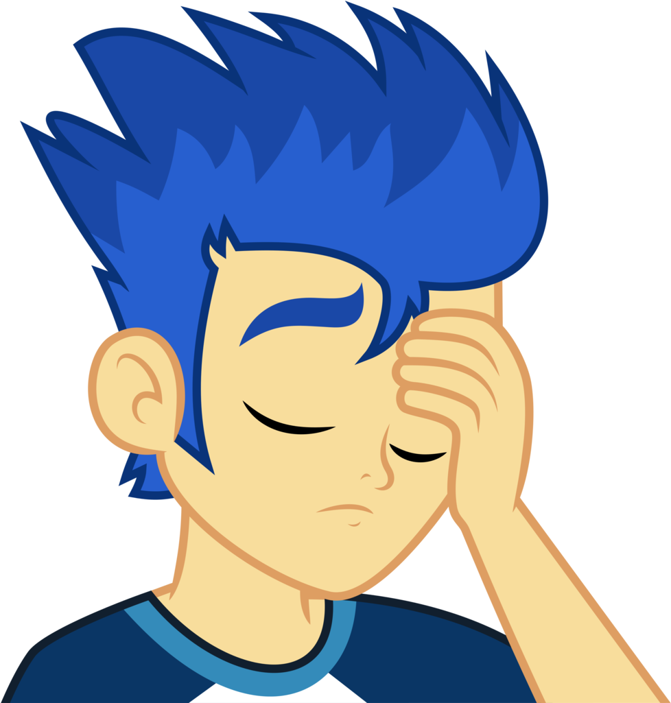 Blue Haired Cartoon Boy Facepalm