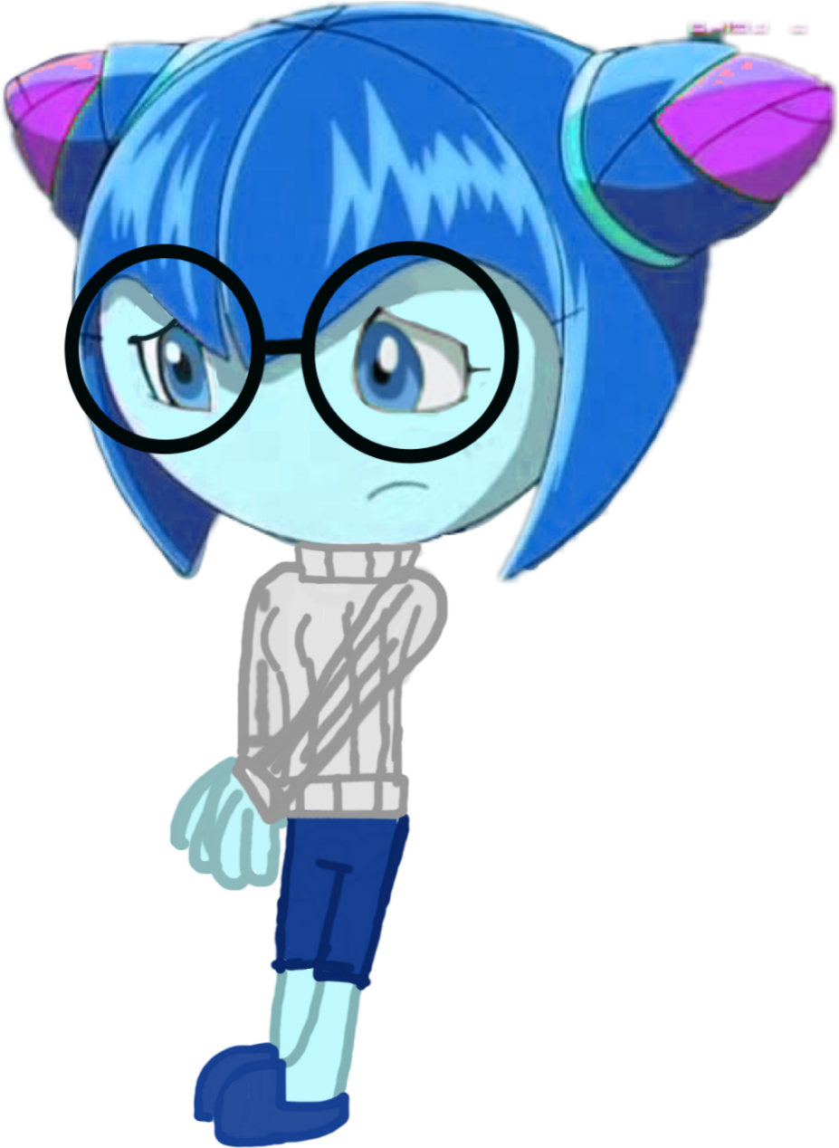 Blue Haired Cartoon Character With Glasses