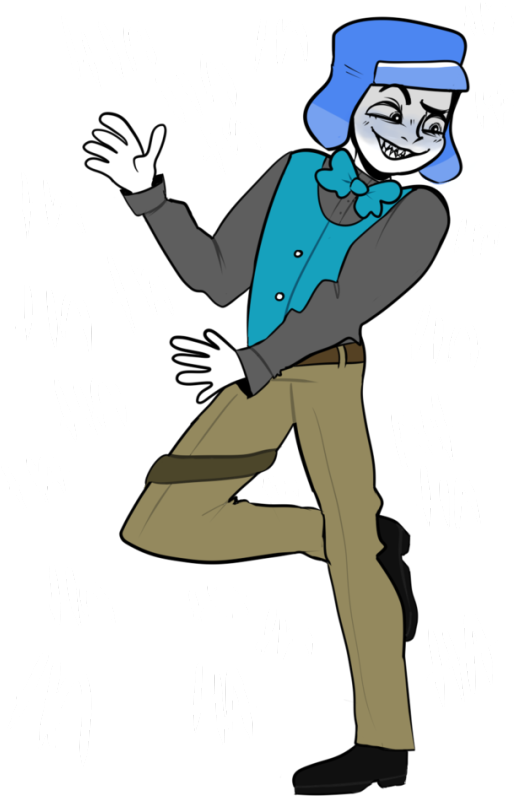 Blue Haired Character Laughing