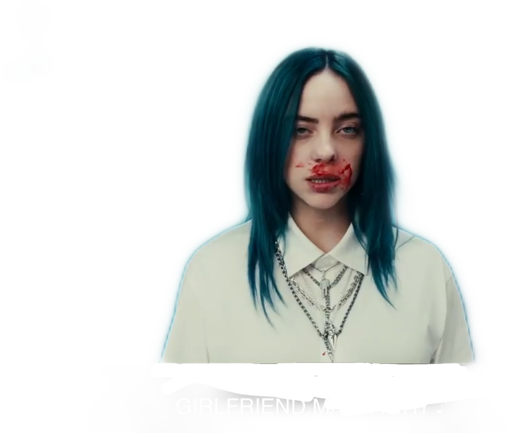 Blue Haired Womanwith Bloody Lips