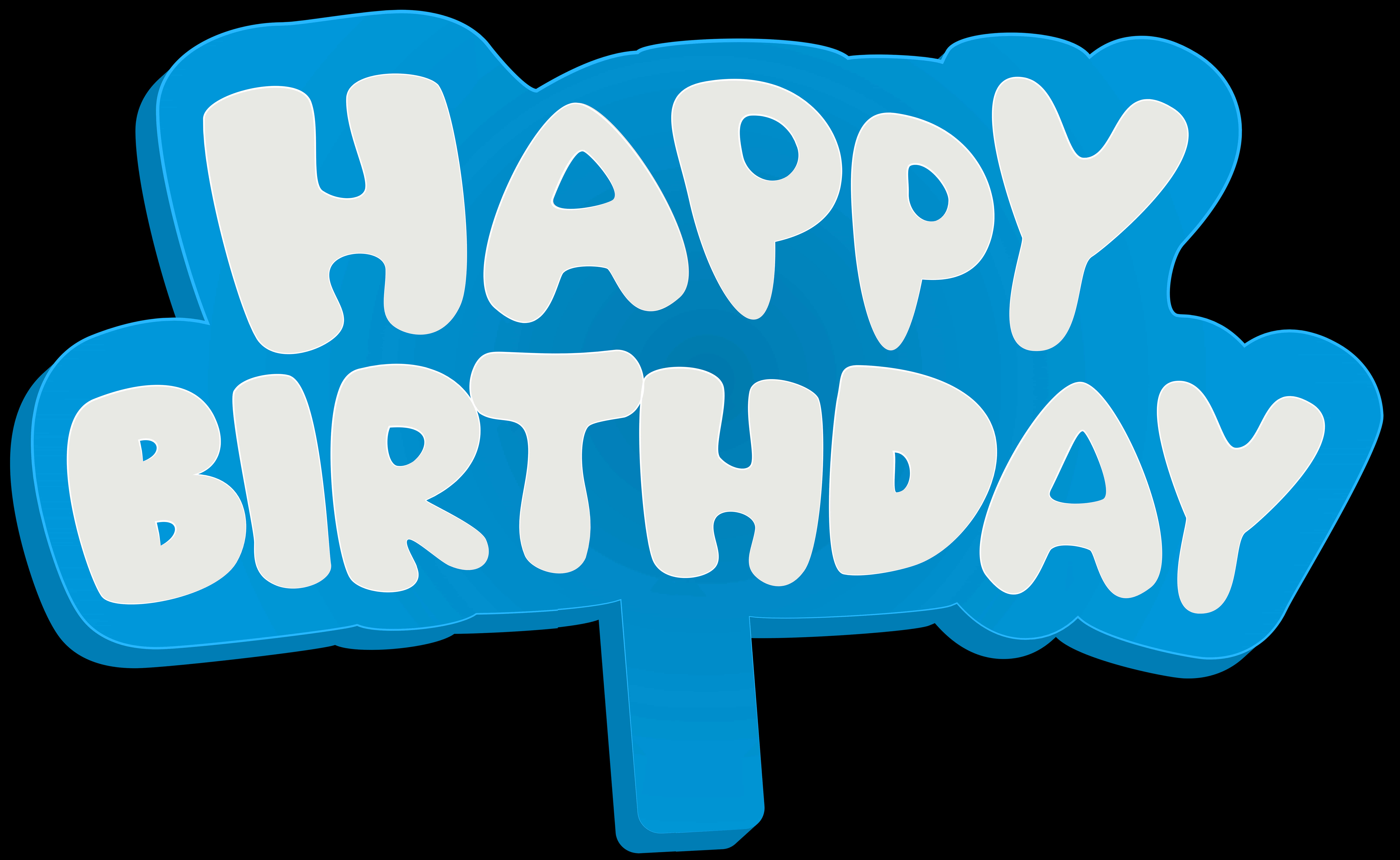 Blue Happy Birthday Text Graphic