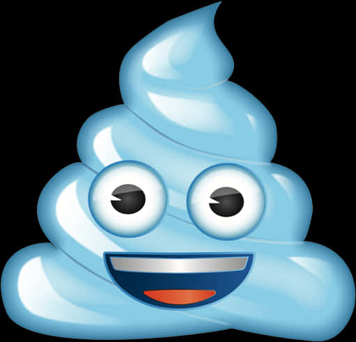 Blue Happy Poop Emoji