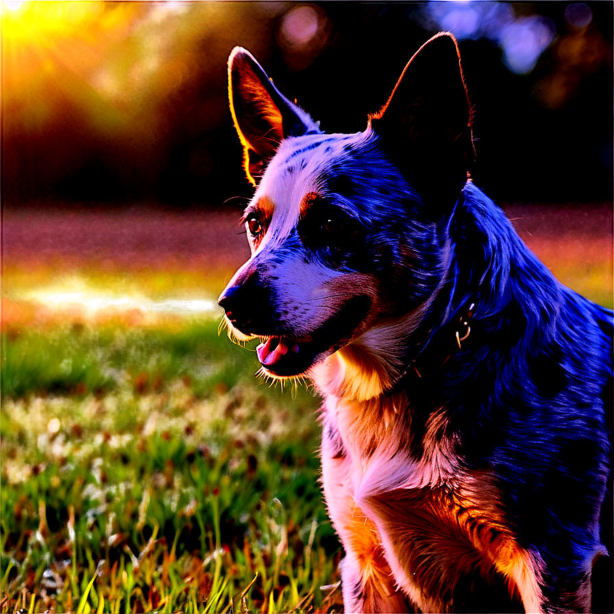 Blue Heeler At Sunset Png Kqw