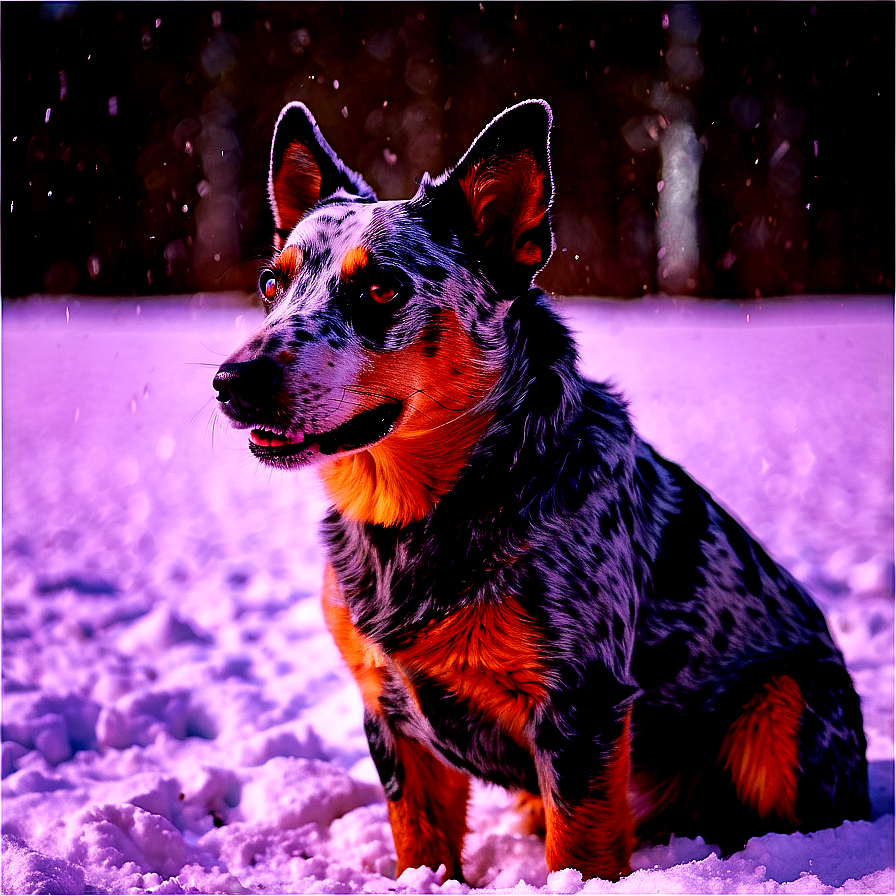 Blue Heeler Enjoying Snow Png 14