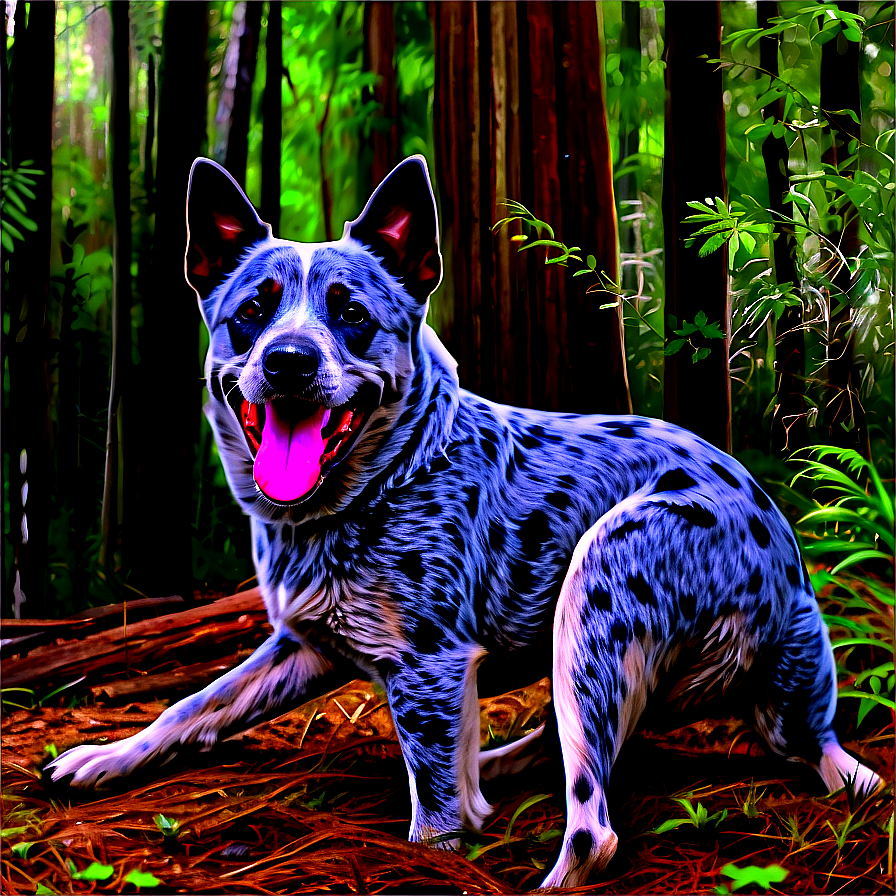 Blue Heeler In Forest Png 06282024