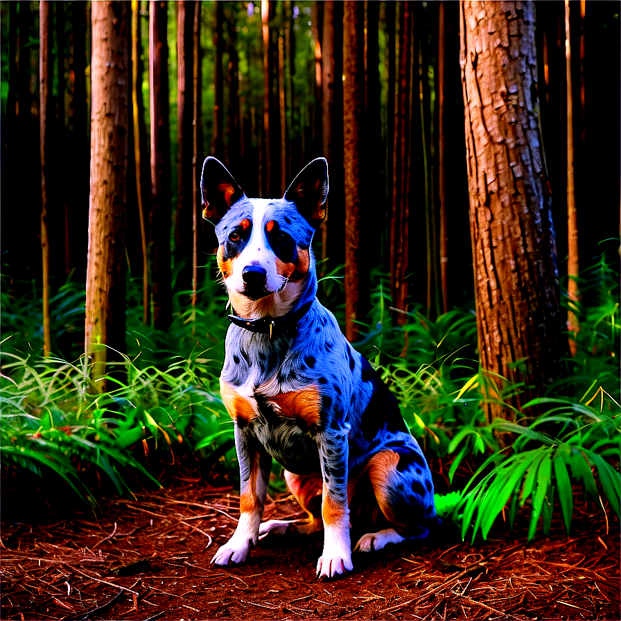 Blue Heeler In Forest Png 06282024