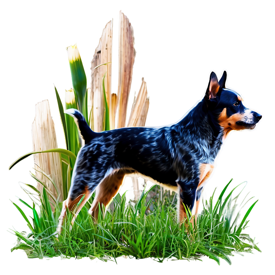 Blue Heeler In Grass Png Ceg87