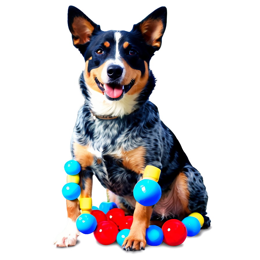 Blue Heeler With Toys Png Mre