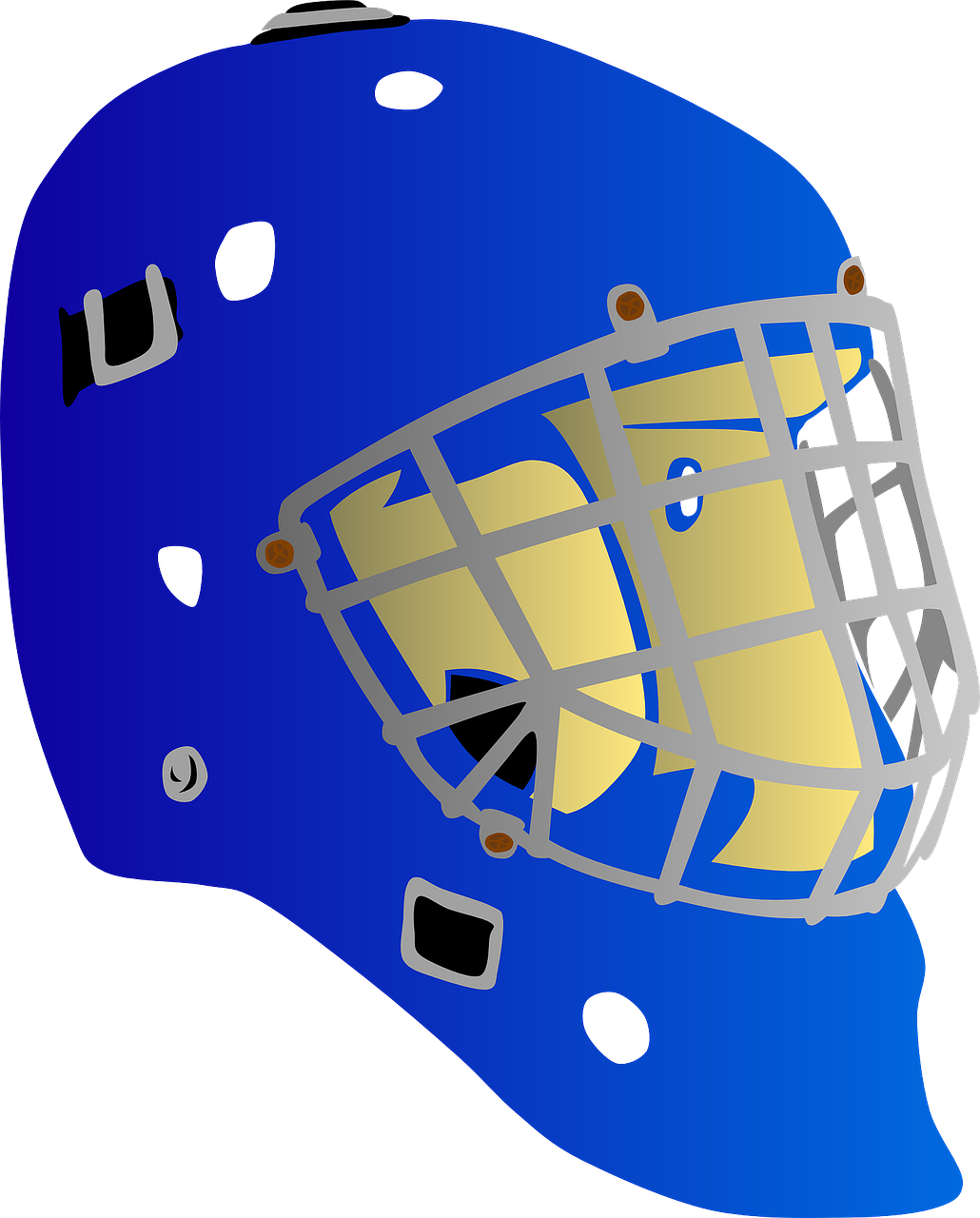 Blue Hockey Helmet With Cage