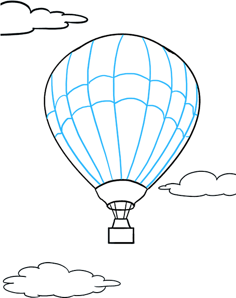 Blue Hot Air Balloon Sketch