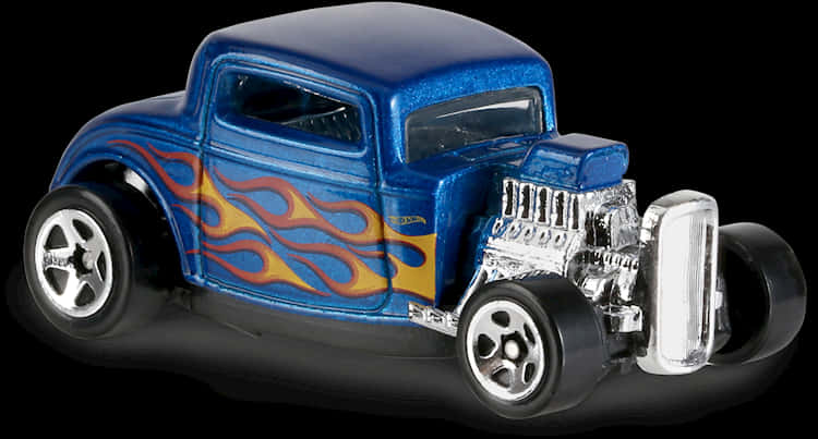 Blue Hot Wheels Classic Car With Flames