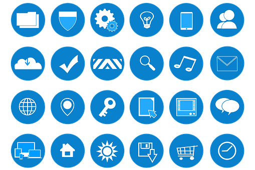 Blue Icon Set Vector Illustration