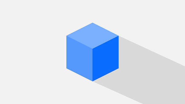 Blue Isometric Cube Shadow