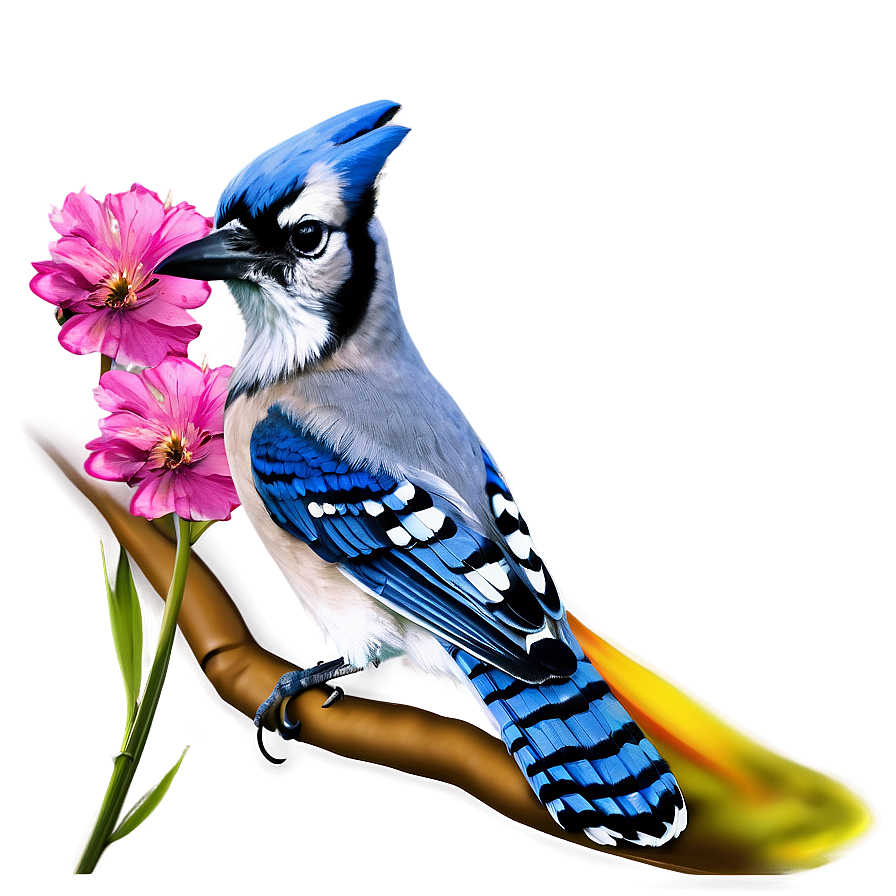 Blue Jay And Flowers Png 06262024