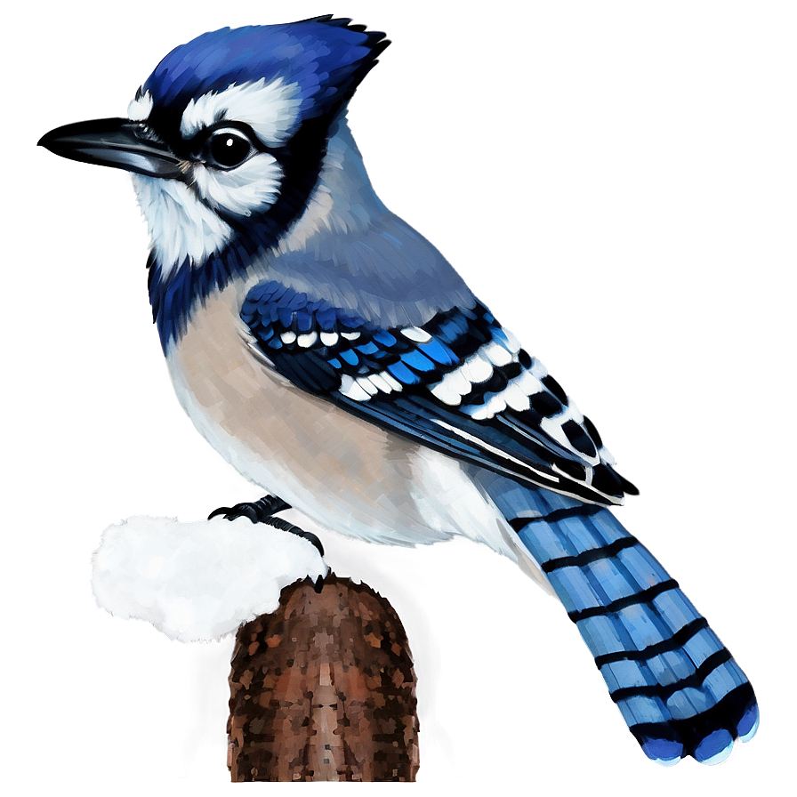 Blue Jay In Winter Scene Png Klw