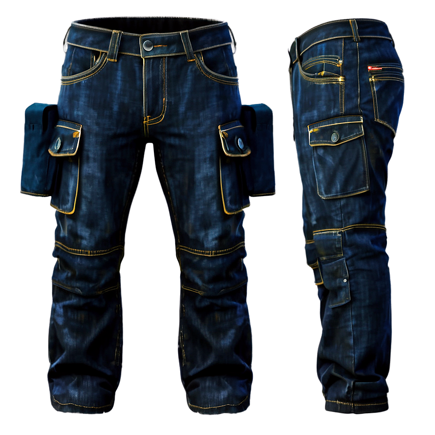 Blue Jeans With Cargo Pockets Png Lmp