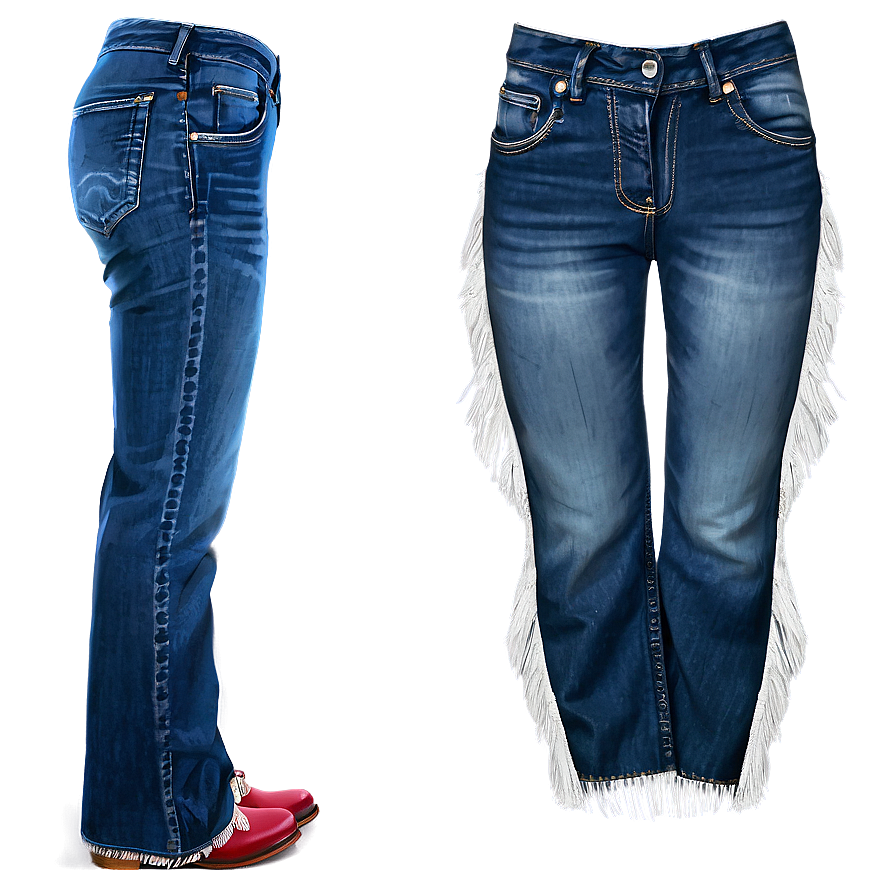 Blue Jeans With Fringe Png 06112024