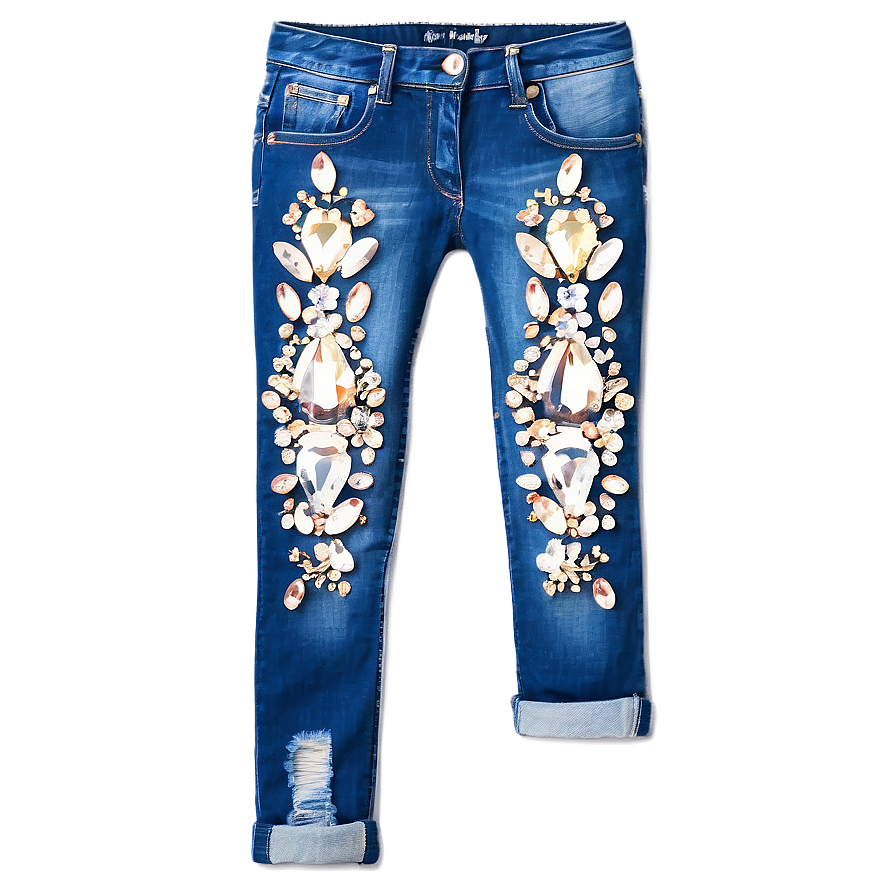 Blue Jeans With Rhinestones Png 06112024