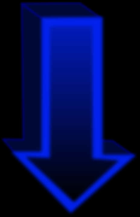 Blue Neon Arrow Down