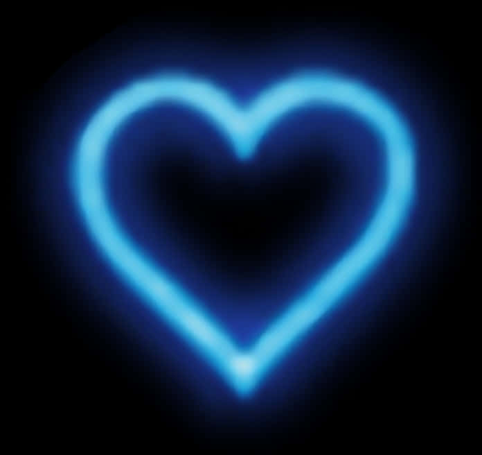 Blue Neon Glowing Heart