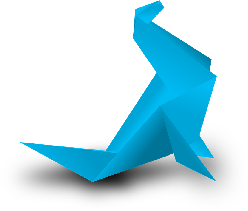 Blue Origami Kangaroo