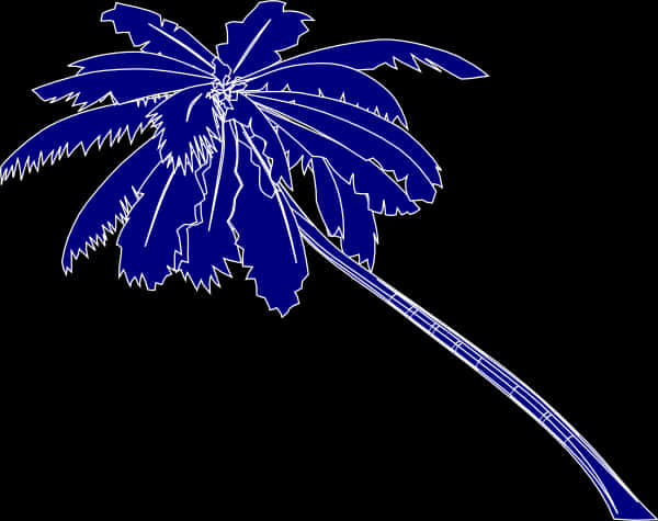 Blue Palm Silhouette Art