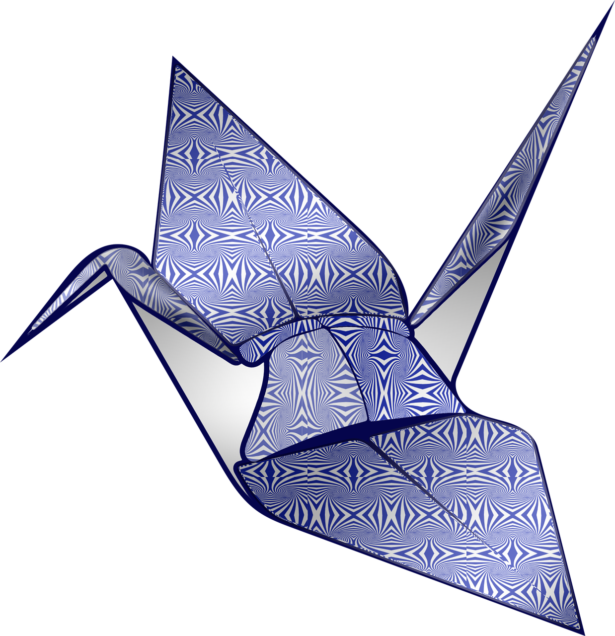 Blue Patterned Origami Crane