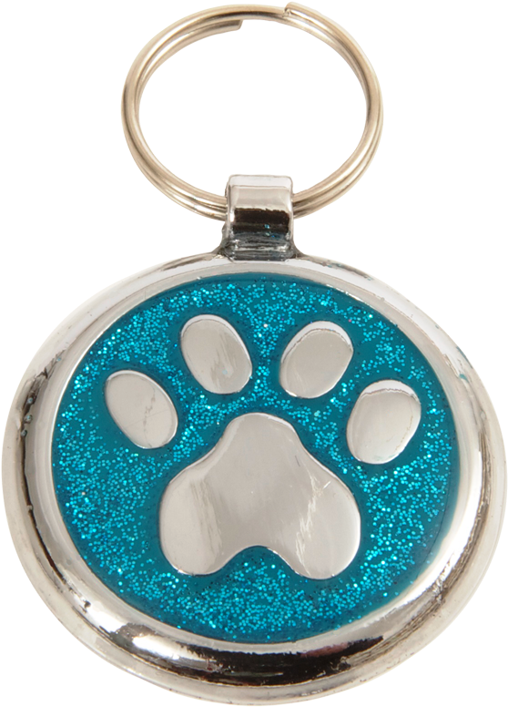 Blue Paw Glitter Keychain