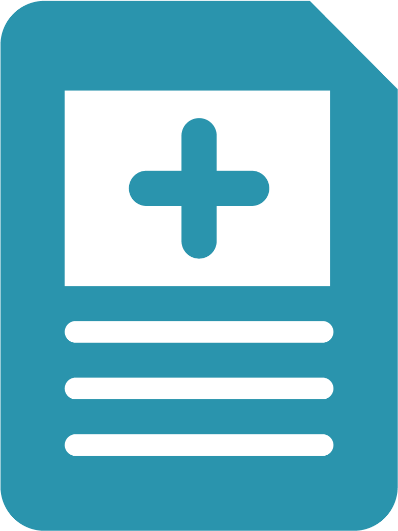 Blue Plus Sign Document Icon