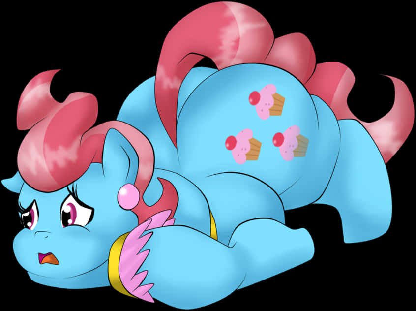 Blue Pony Pink Hair Cupcake Cutie Mark