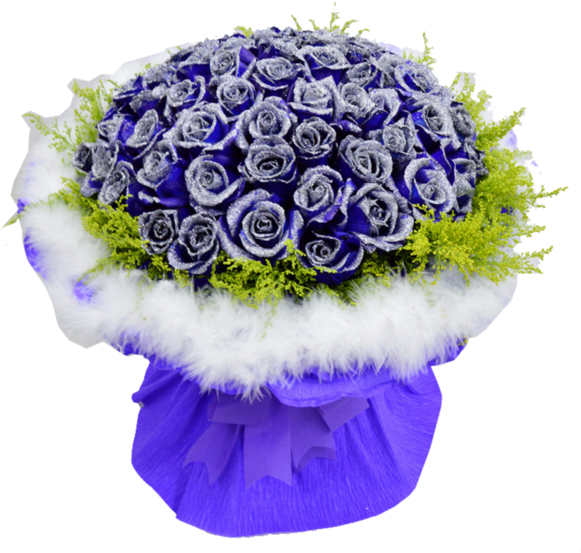 Blue Rose Bouquetwith Feathers