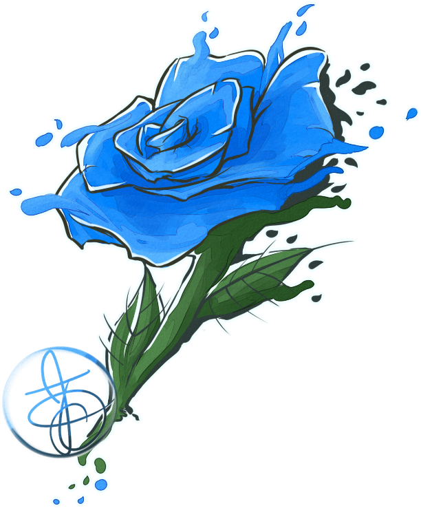 Blue Rose Watercolor Tattoo Design