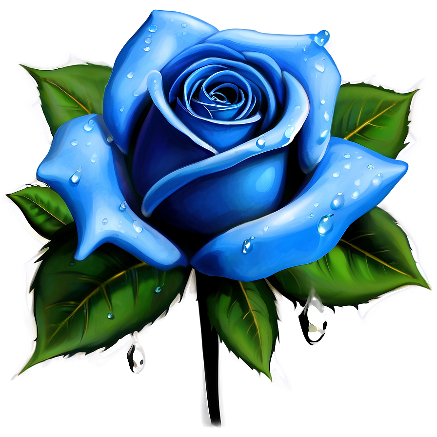 Blue Rose With Dewdrops Png 74