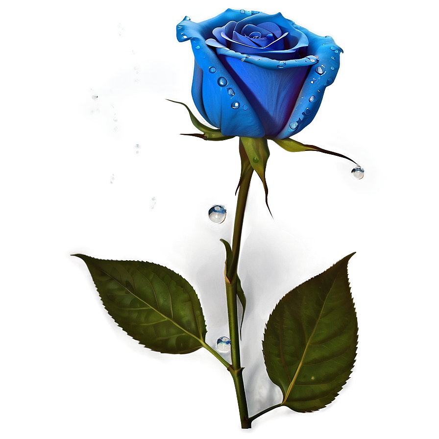 Blue Rose With Dewdrops Png Rct