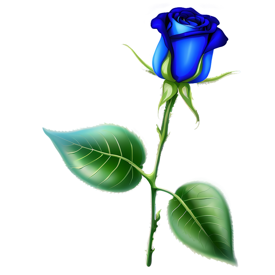 Blue Rose With Leaves Png Gwy