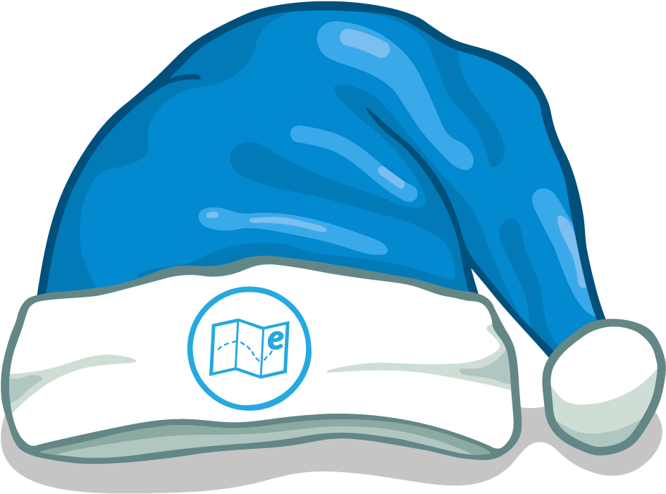 Blue Santa Hat Cartoon Style