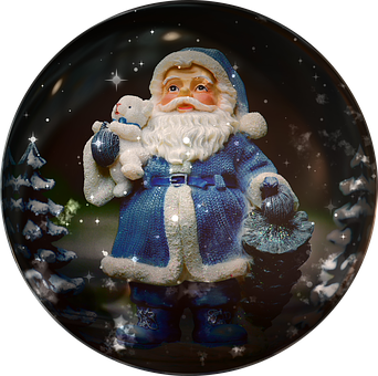 Blue Santa Snow Globe Christmas Decoration