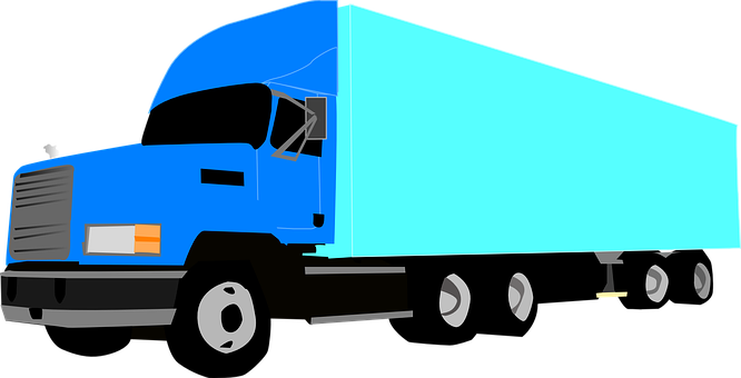 Blue Semi Truck Vector Illustration